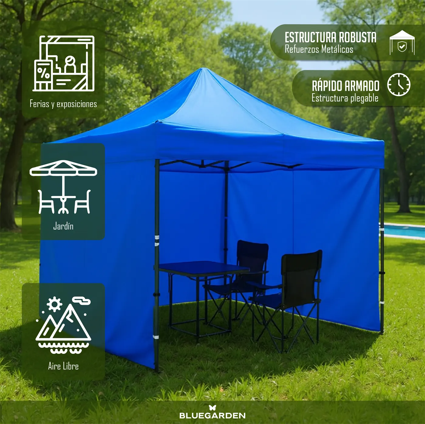 GAZEBO 3x3 - AZUL c/Paredes 5