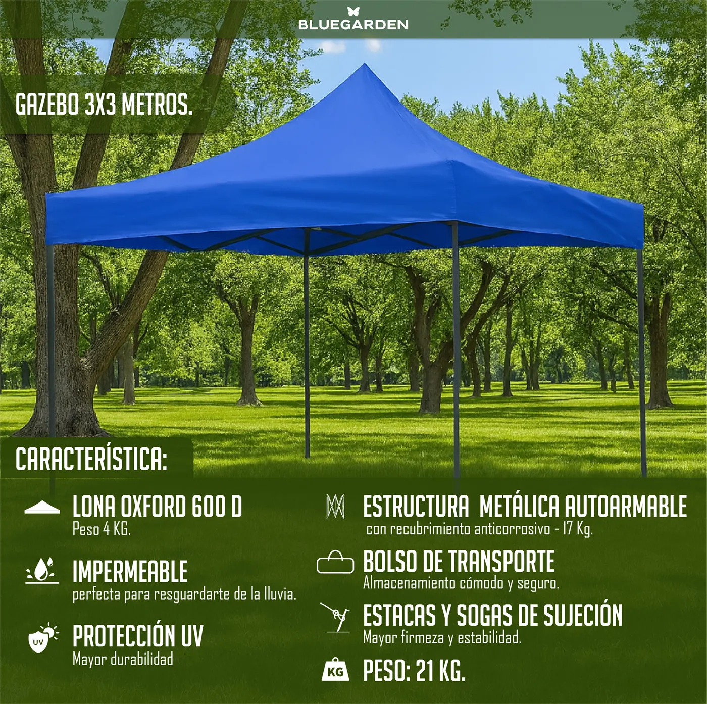 GAZEBO 3x3 - AZUL 4