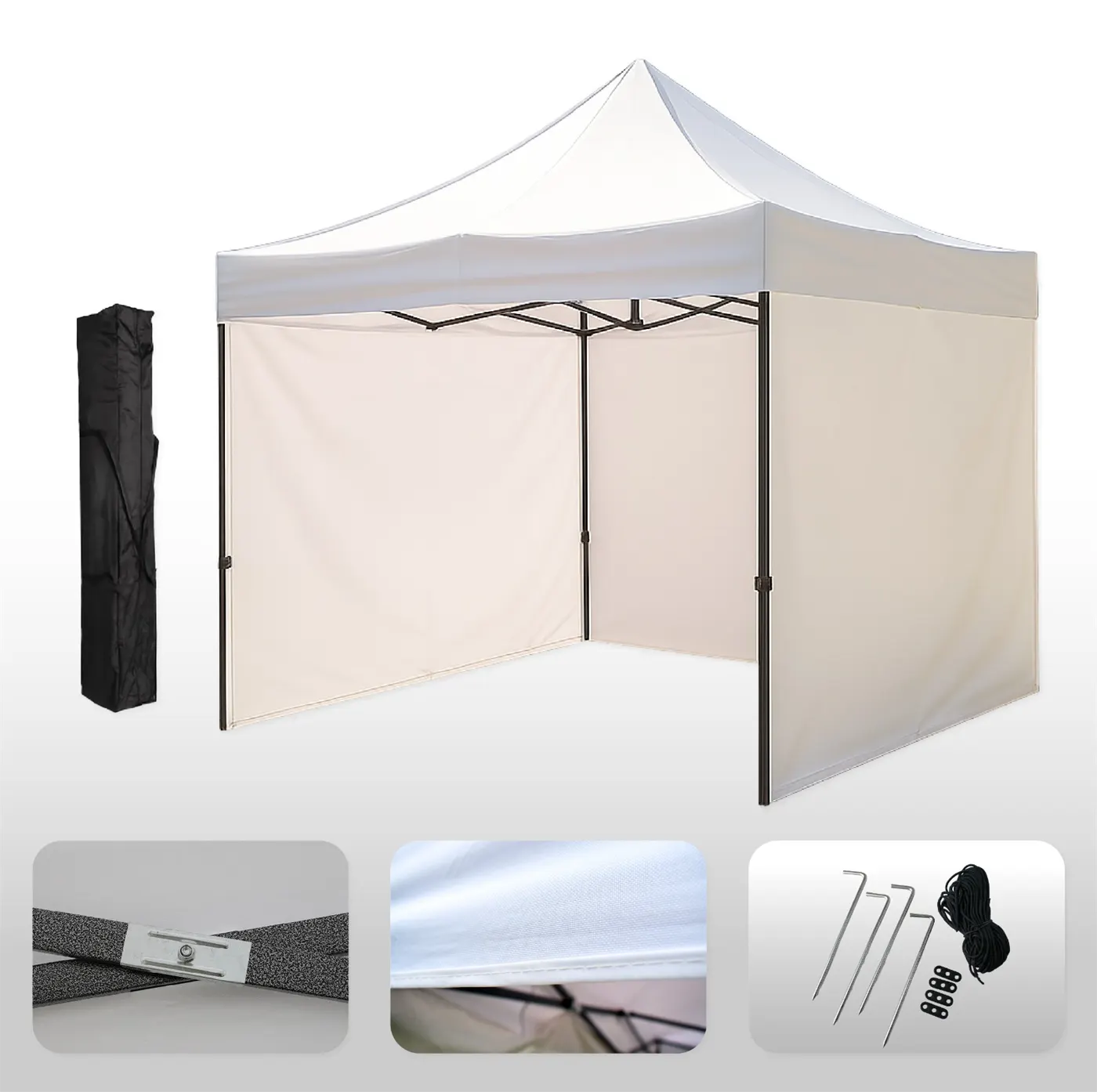 Gazebo 3 x 3 blanco con paredes