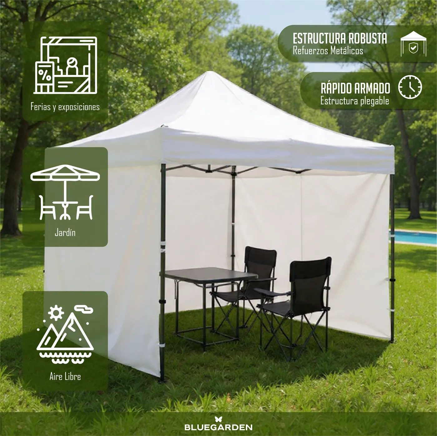 GAZEBO 3x3 - BLANCO c/Paredes 2