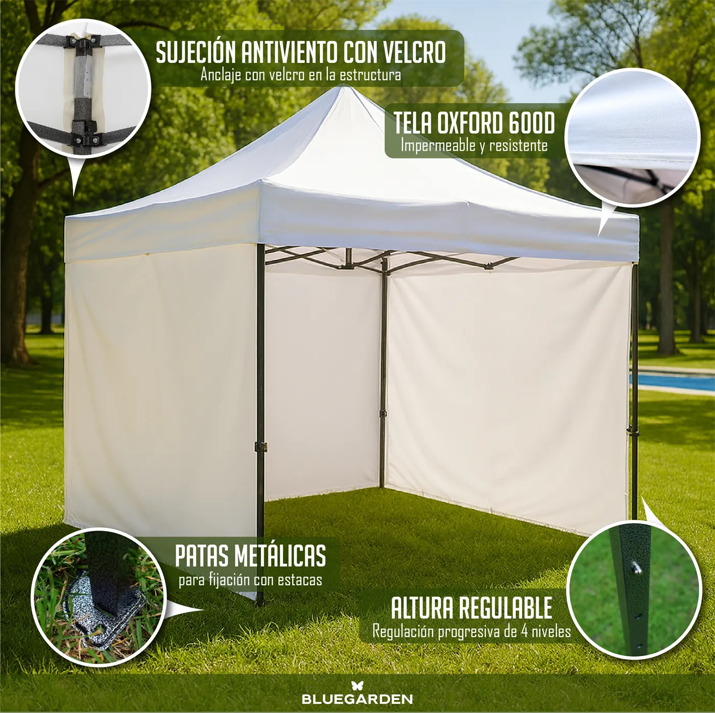 GAZEBO 3x3 - BLANCO c/Paredes 3