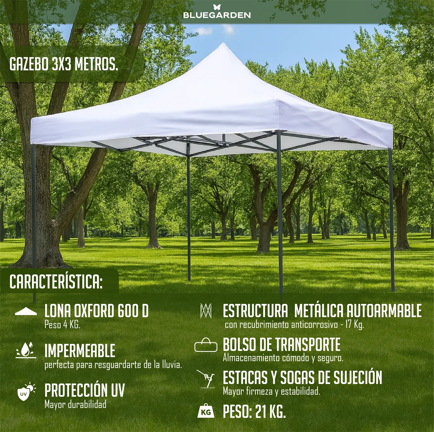 GAZEBO 3x3 - BLANCO 3